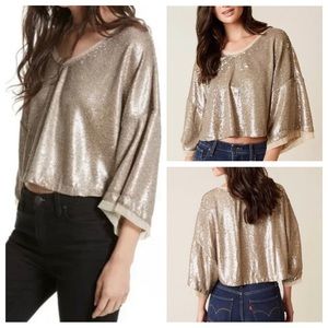 ❣️❣️2for$20❣️❣️Free People Gold Sequin Crop Top